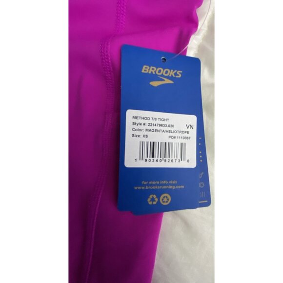 Brooks XS Magenta Method 7/8 Tights Pants Compressive High Waisted 4 Pockets - Picture 4 of 9